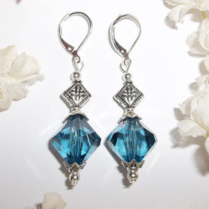 Blue Earring Set Handmade Elegant Fashion Dangle Drop Beaded Pair Gift Idea 4583